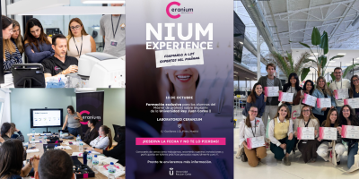 Alumnos del Máster en Prótesis sobre Implantes de la URJC durante la jornada NIUM Experience en Laboratorio Dental Ceranium junto a KLOCKNER.